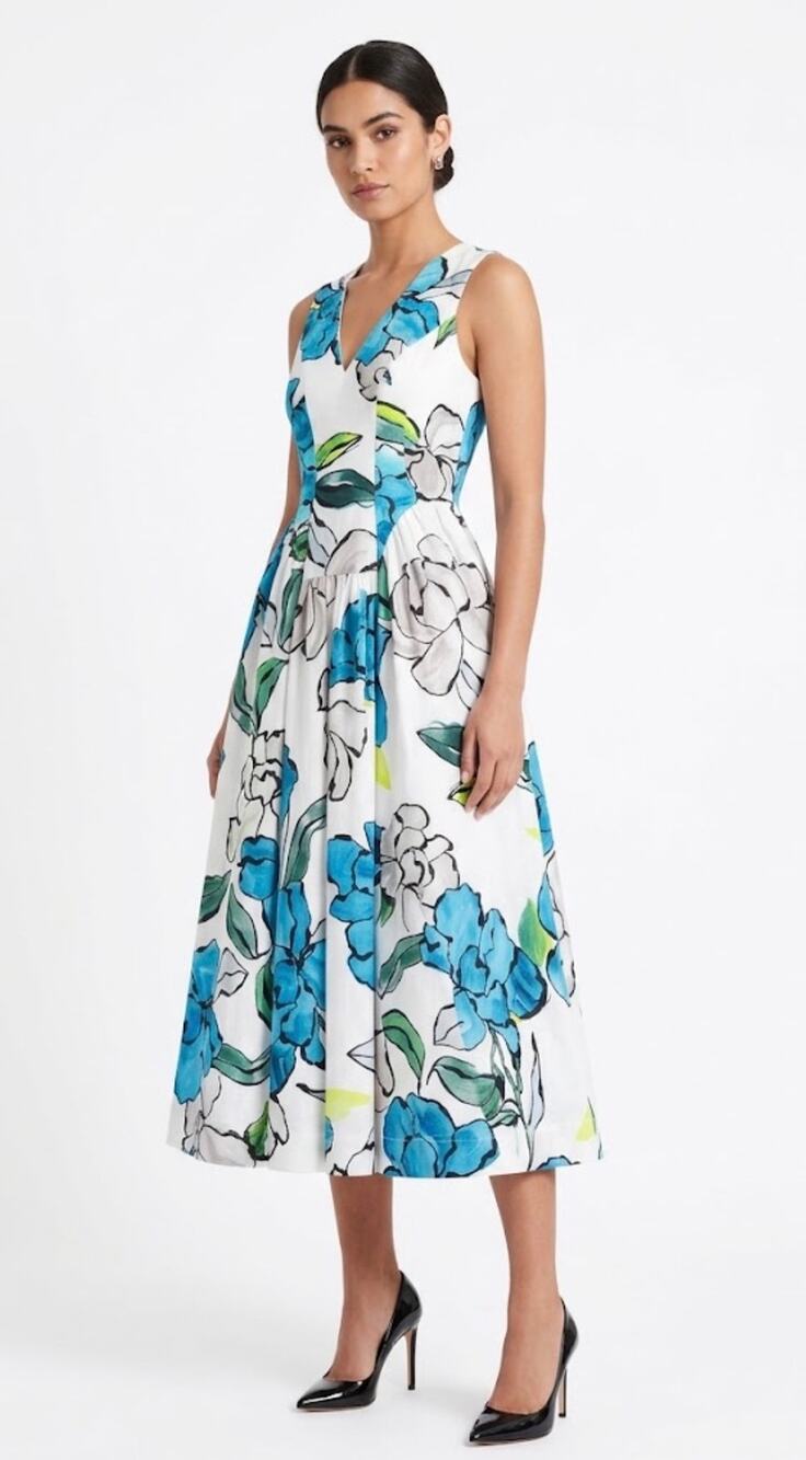 AJE Pedestal Corseted Midi Dress in Cool Camilla US 2